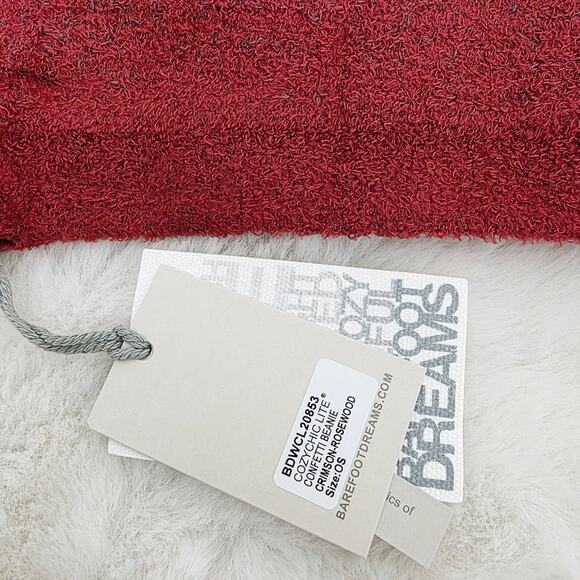Barefoot Dreams CozyChic Lite Confetti Beanie Crimson Red Rosewood NWT OS main image 8